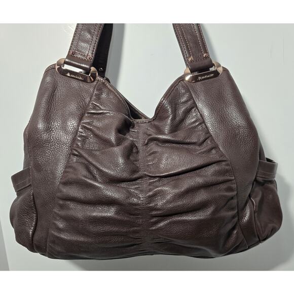 B. Makowsky Shoulder Bag Brown Leather Copper Hardware Large Slouchy Bag - Picture 3 of 16